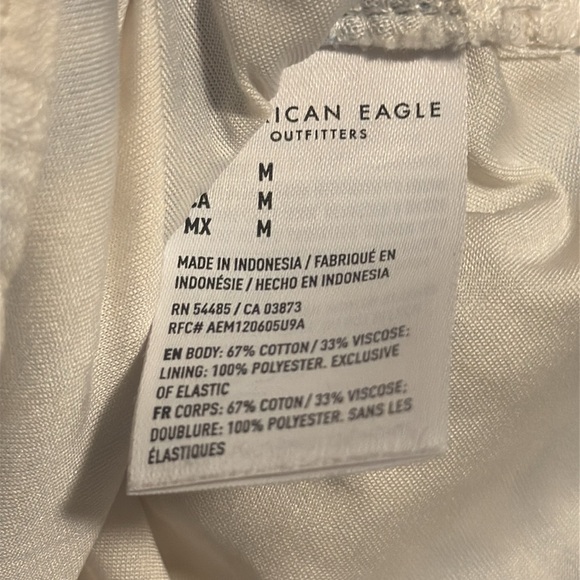 American Eagle Outfitters Blue and White Smocked Top mini dress - puff sleeve -M - Picture 6 of 6